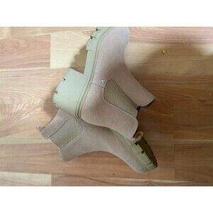 Womens Ankle Boots Beige Lug Sole Platform Size 8